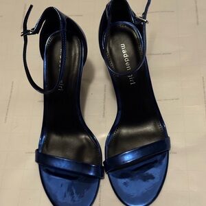 Madden Girl Shiny Metallic Blue Heeled Sandals